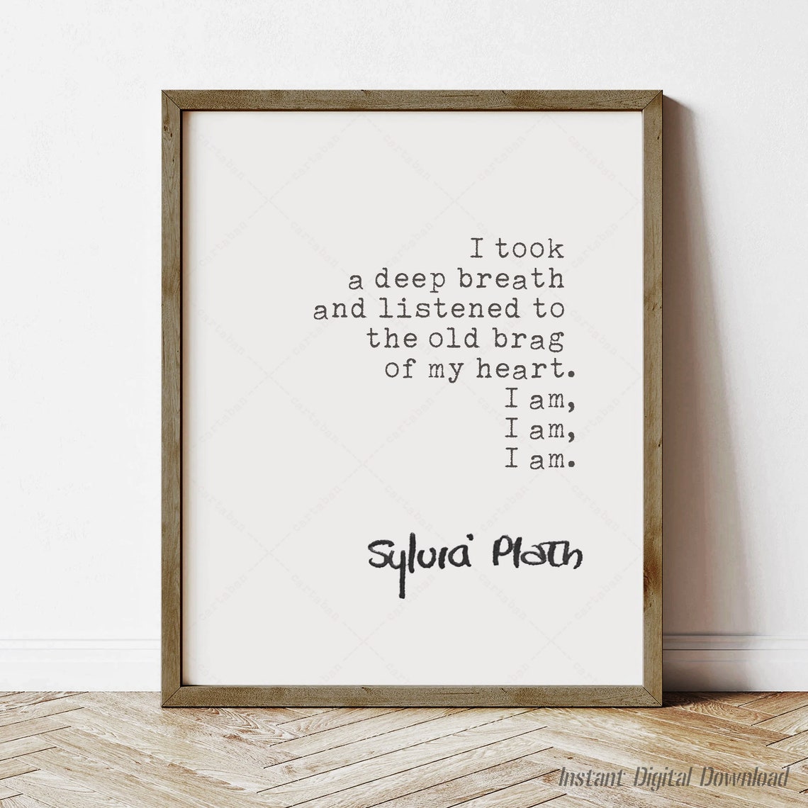 Sylvia Plath I Am I Am I Am The Bell Jar Heart Poem Quote Print