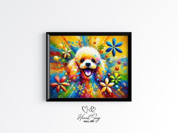 Poodle Colorful Painting Vibrant Abstract Dog Wall Art Playful Pet Portrait Unique Animal Decor Artwork 104