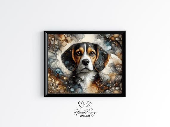 Beagle Dog Painting Rustic Abstract Wall Art As A Vibrant Alcohol Ink Artwork For Modern Decor Lovers 825