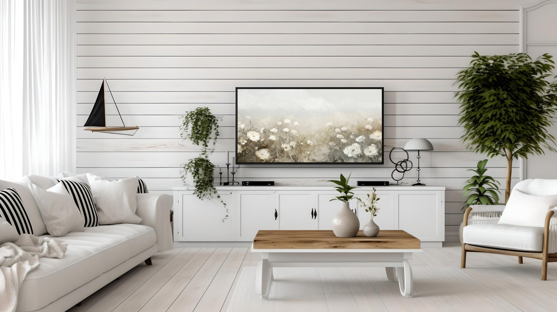 White Poppy Meadow Field Muted Neutral Bloom Soft Floral Poster - Image 2
