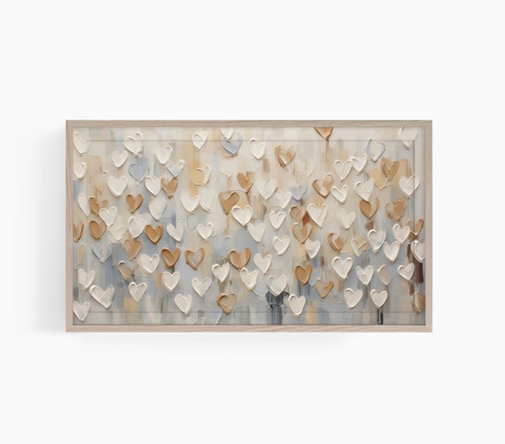 Neutral Valentine Hearts Art Print, Valentine's Day