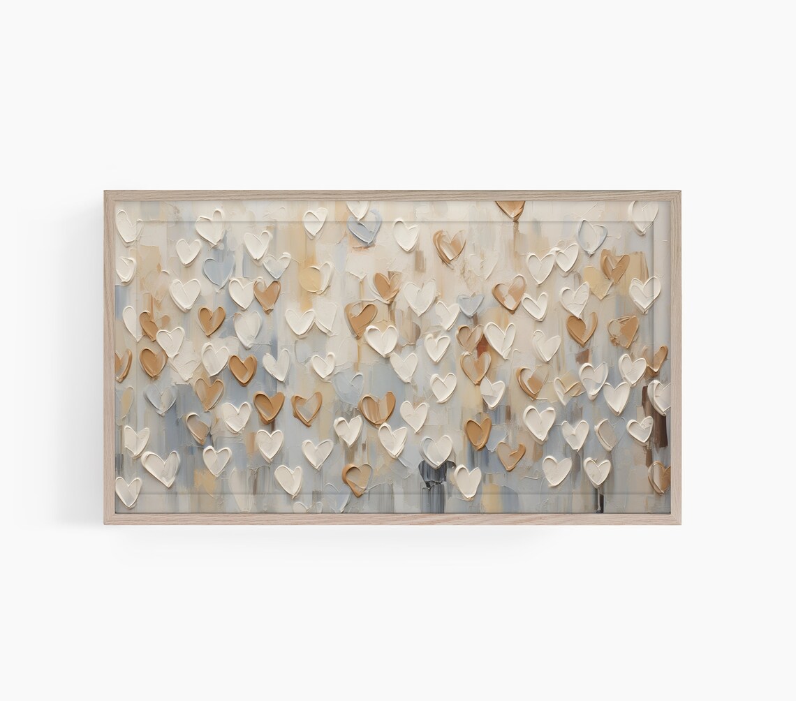 Neutral Valentine Hearts Art Print, Valentine's Day
