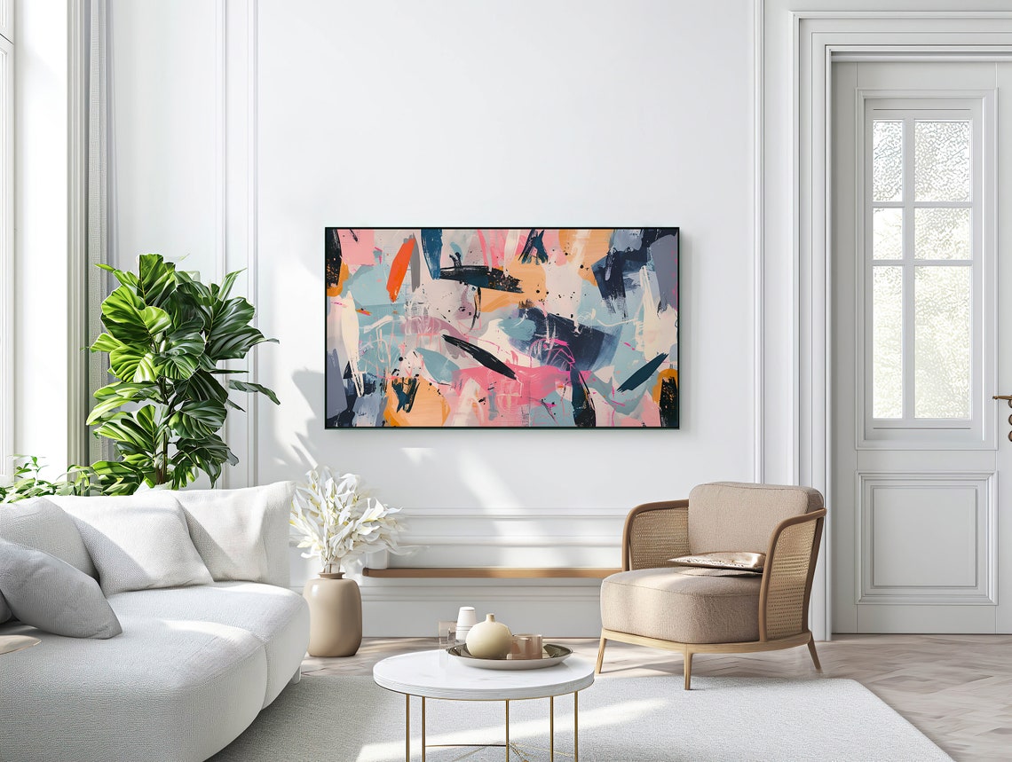 Colorful Abstract Brushstrokes Modern Expressionist Canvas Art Poster - Image 2