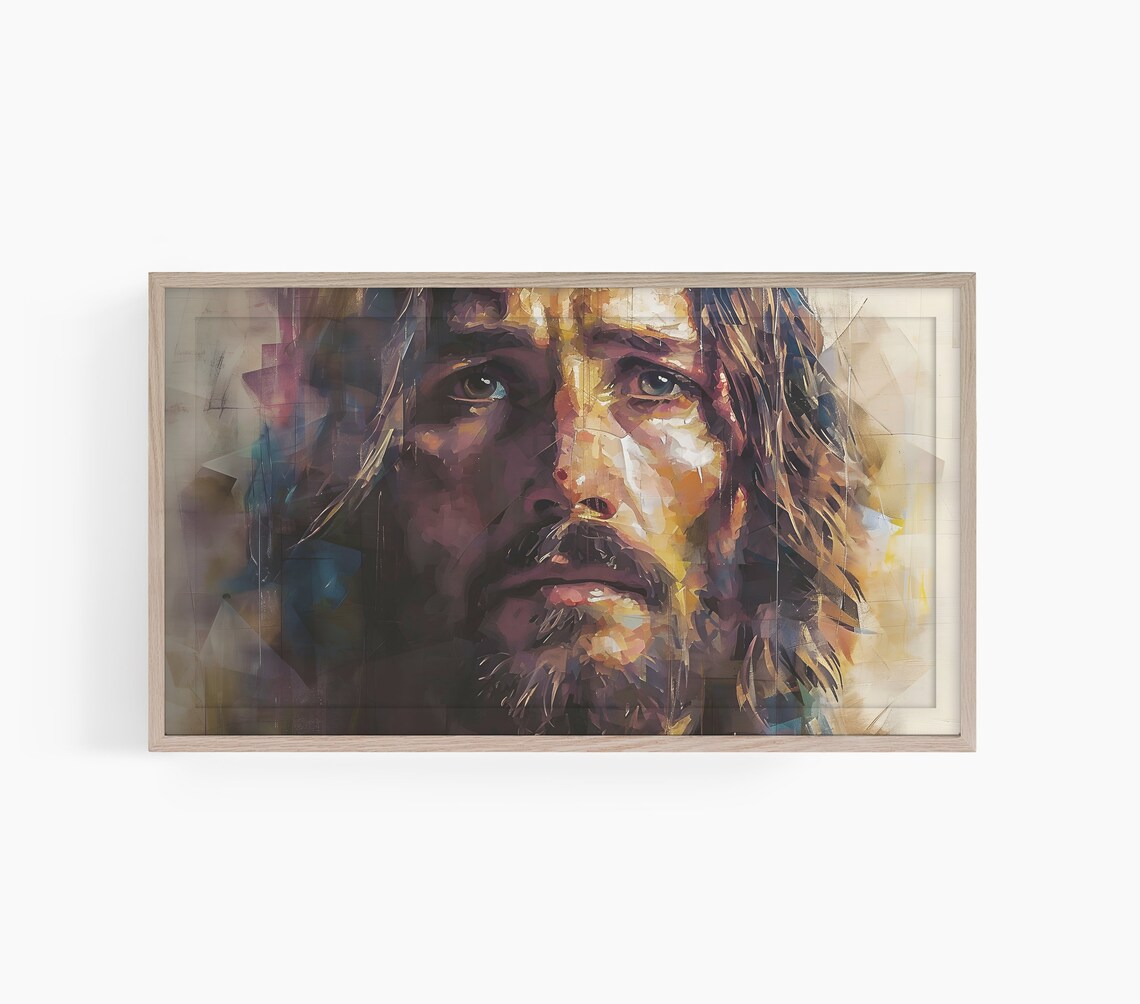 Jesus Christ Close Portrait Colorful Abstract Painterly Art Poster