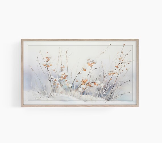 Snowy Winter Berry Branches Watercolor Botanical Painting Poster