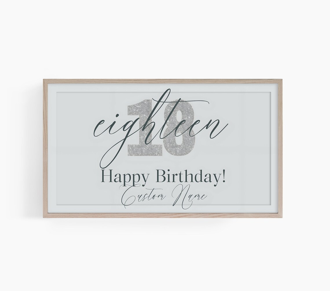 Personalized Happy Birthday TV Art, 18th Celebration
