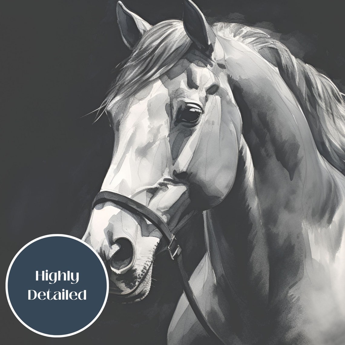 Horse Painting Frame Tv Art Close Up Horse Painting Tv Art Frame Tv Art Moody Horse Watercolor Tv Art Horse Love Tv Art - Image 3