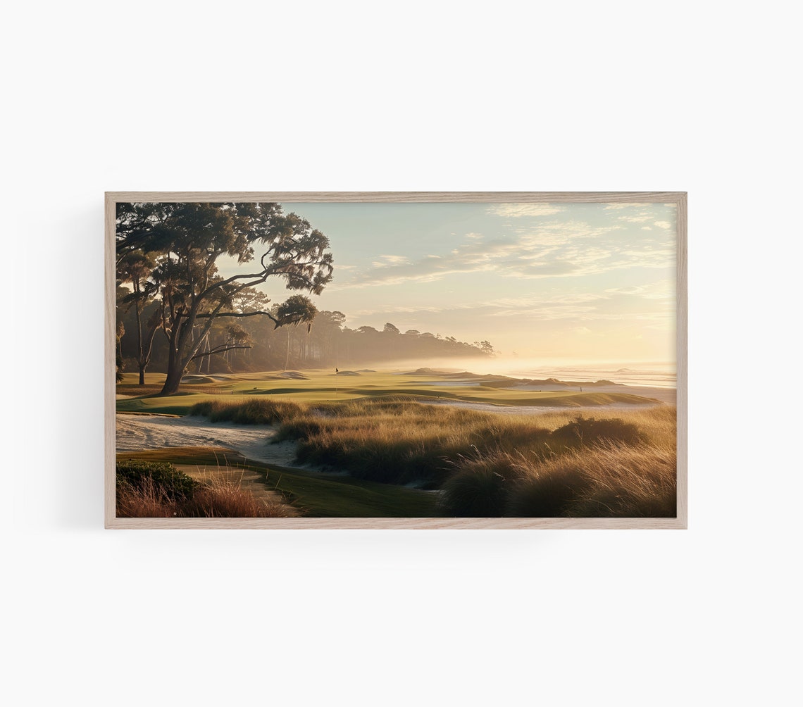 Sunrise Golf Course Fairway Trees Morning Light Sport Wall Art