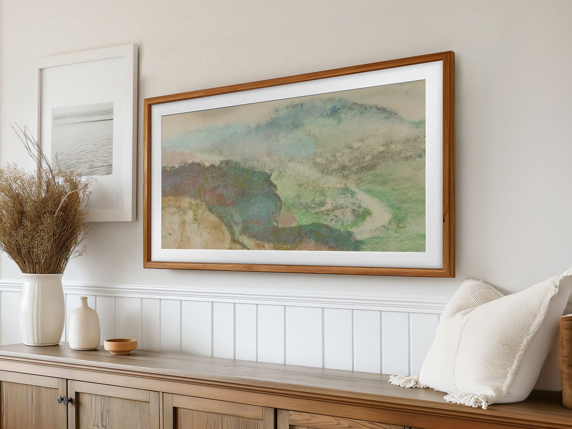 Soft Pastel Abstract Landscape Dreamy Green Wash Modern Art Poster - Image 2