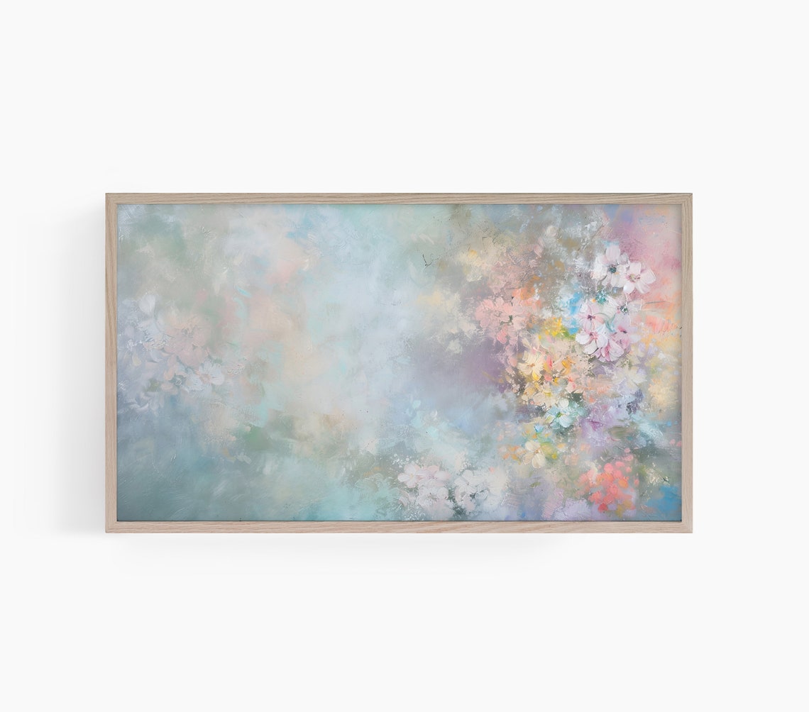Abstract Pastel Floral Dreamy Soft Spring Blossom Painting Wall Art