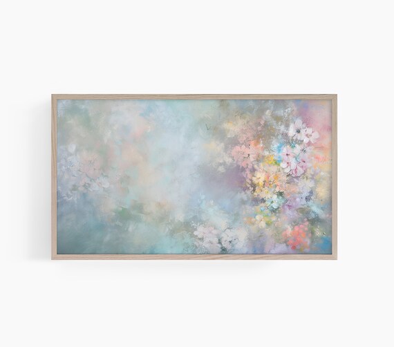 Abstract Pastel Floral Dreamy Soft Spring Blossom Painting Wall Art