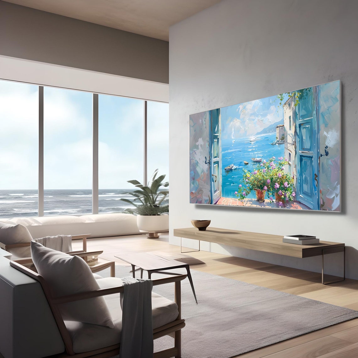 Frame Tv Art Door Coastal Frame Tv Art Painting Frame Tv Summer Frame Tv Art Frame Tv Art Vintage Italy Tv Art T675 - Image 3