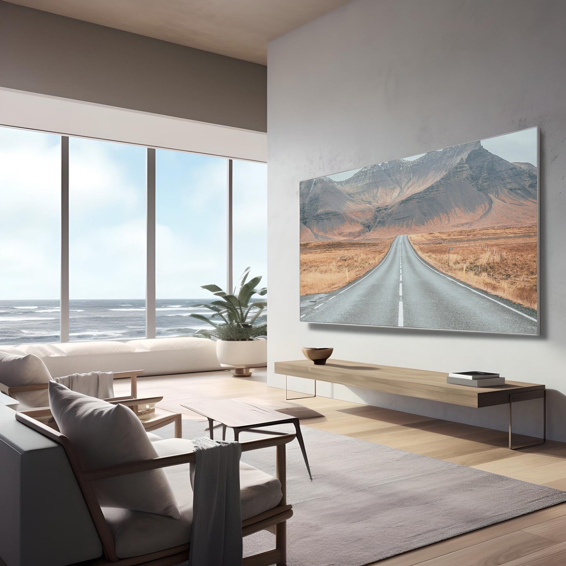 Open Road Toward Rugged Mountains Golden Plains Travel Photo Poster - Image 2