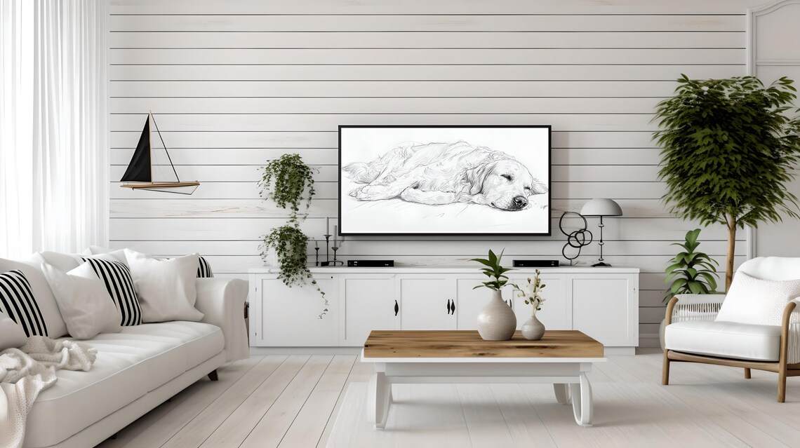 Golden Retriever Pencil Drawing Art Print - Image 2