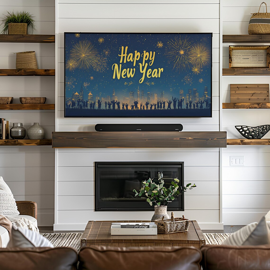 Happy New Year Frame Tv Art New Year Eve Party Decor Frame Tv Art Christmas Holiday Tv Art New Years Countdown Tv Art T815 - Image 2