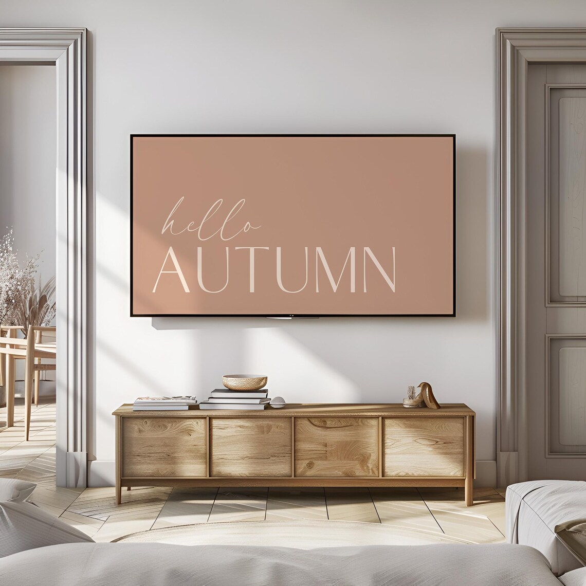 Hello Autumn Terracotta Fall Word Sign Warm Neutral Modern Kitchen Wall Art - Image 3
