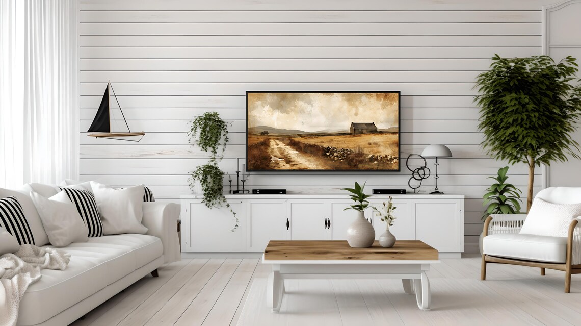 Ireland Country Lane Stone Cottage Golden Fields Landscape Poster - Image 2