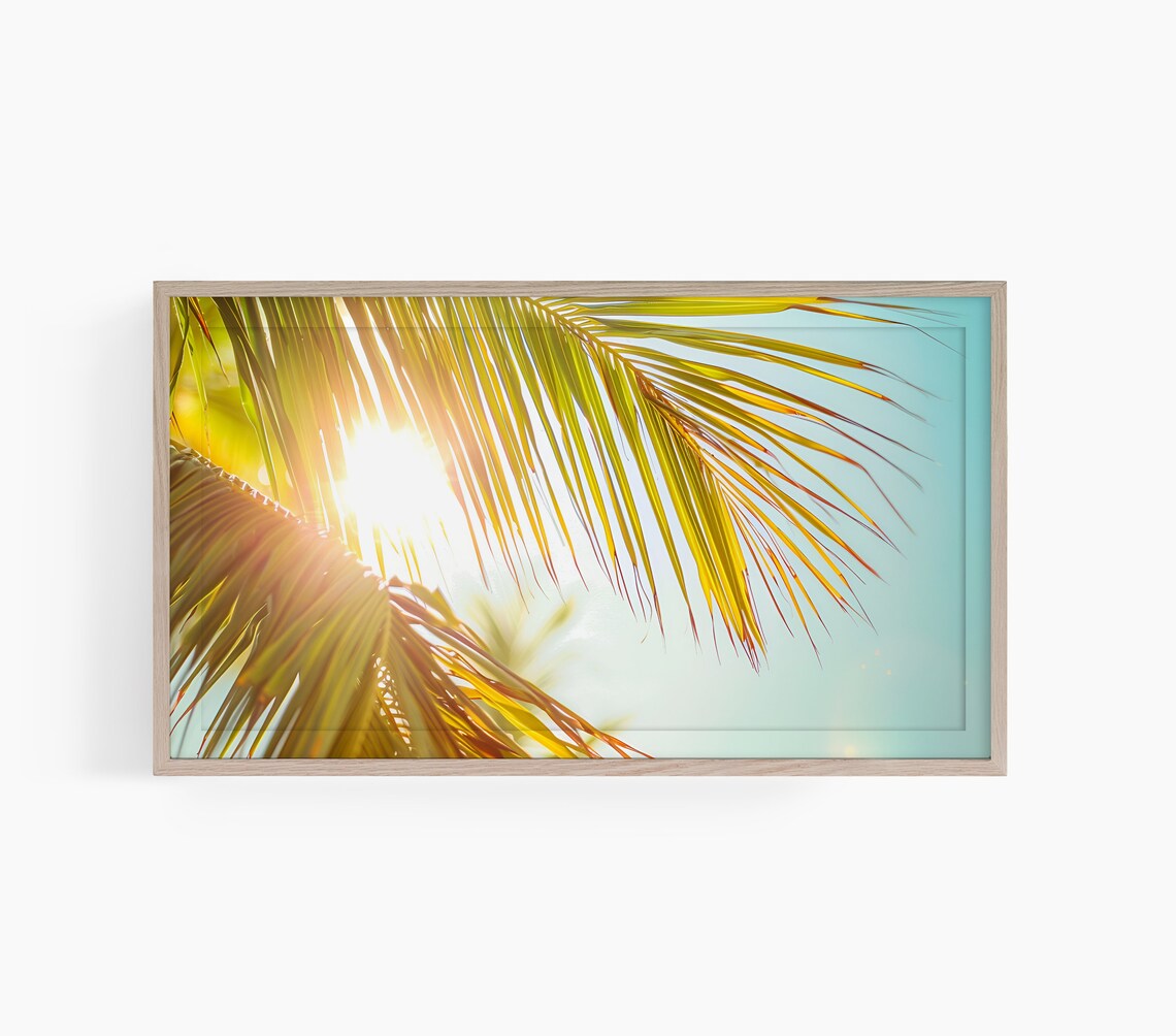 Palm Fronds Sunlight Bright Tropical Beach Summer Photo Poster