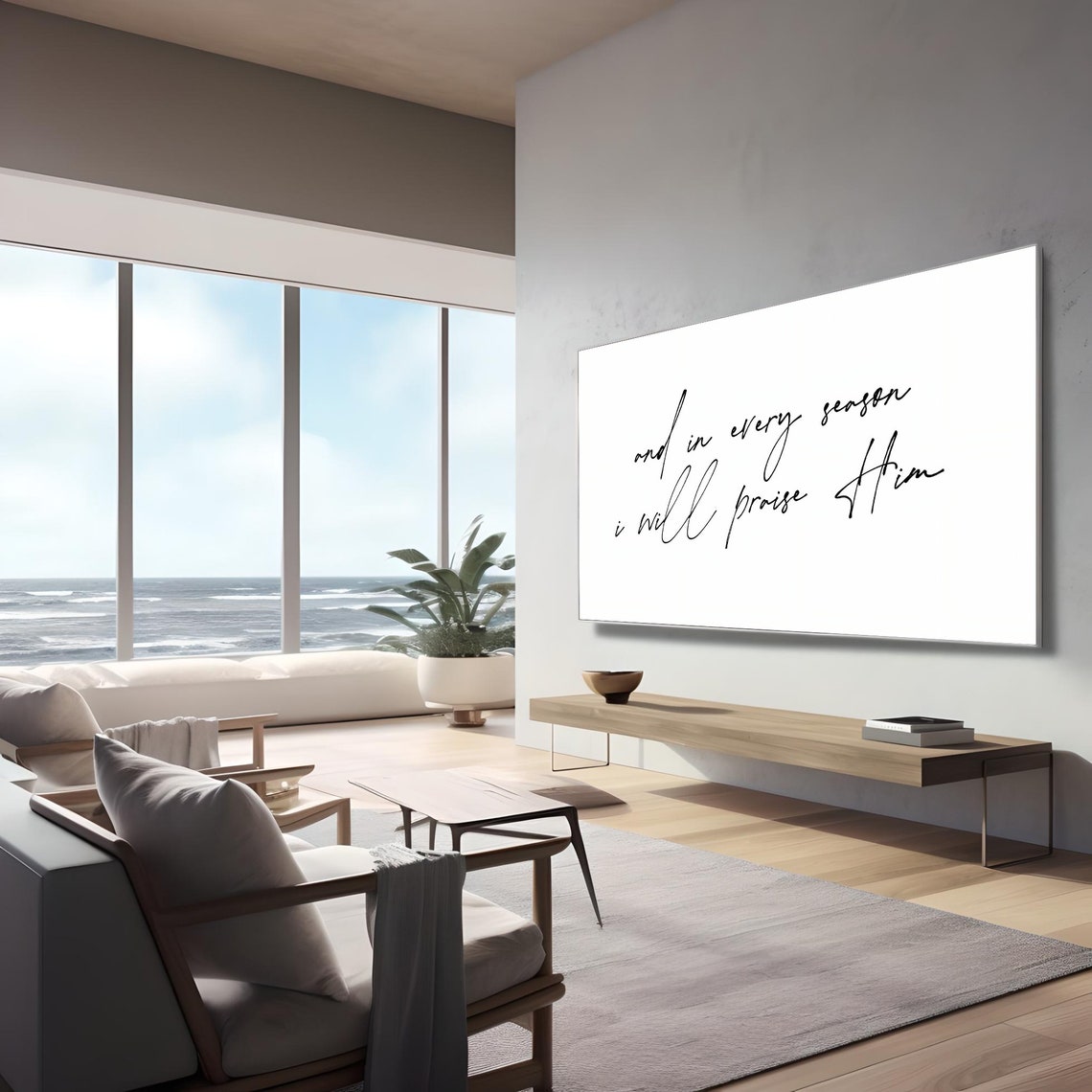 In Every Season I Will Praise Him Christian Minimalist Script Wall Art - Image 2