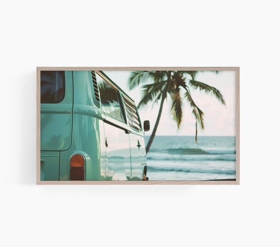 Beach Coastal Art Tv Frame Tv Art Frame Tv Surf Van Art For Frame Tv Beach Frame Tv Art Print Neutral Tv Art T638