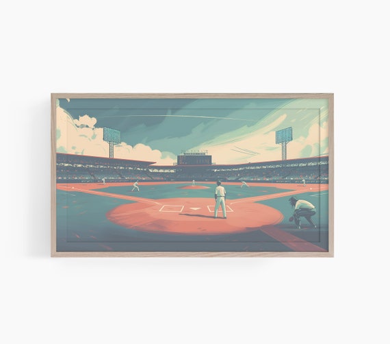 Vintage Baseball Field Art Print, Man Cave Decor