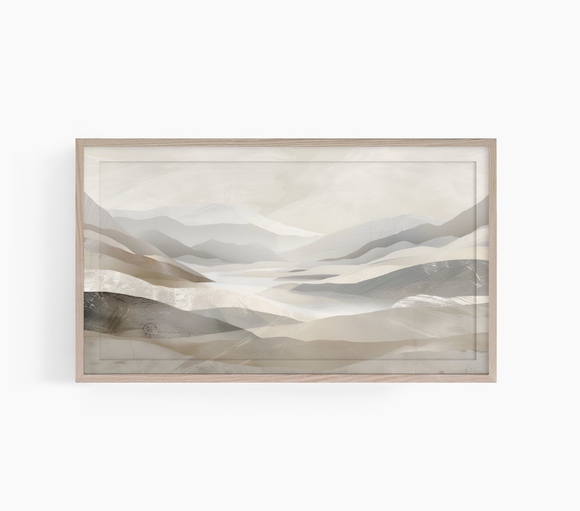 Abstract Beige Mountain Landscape Minimalist Neutral Wall Art