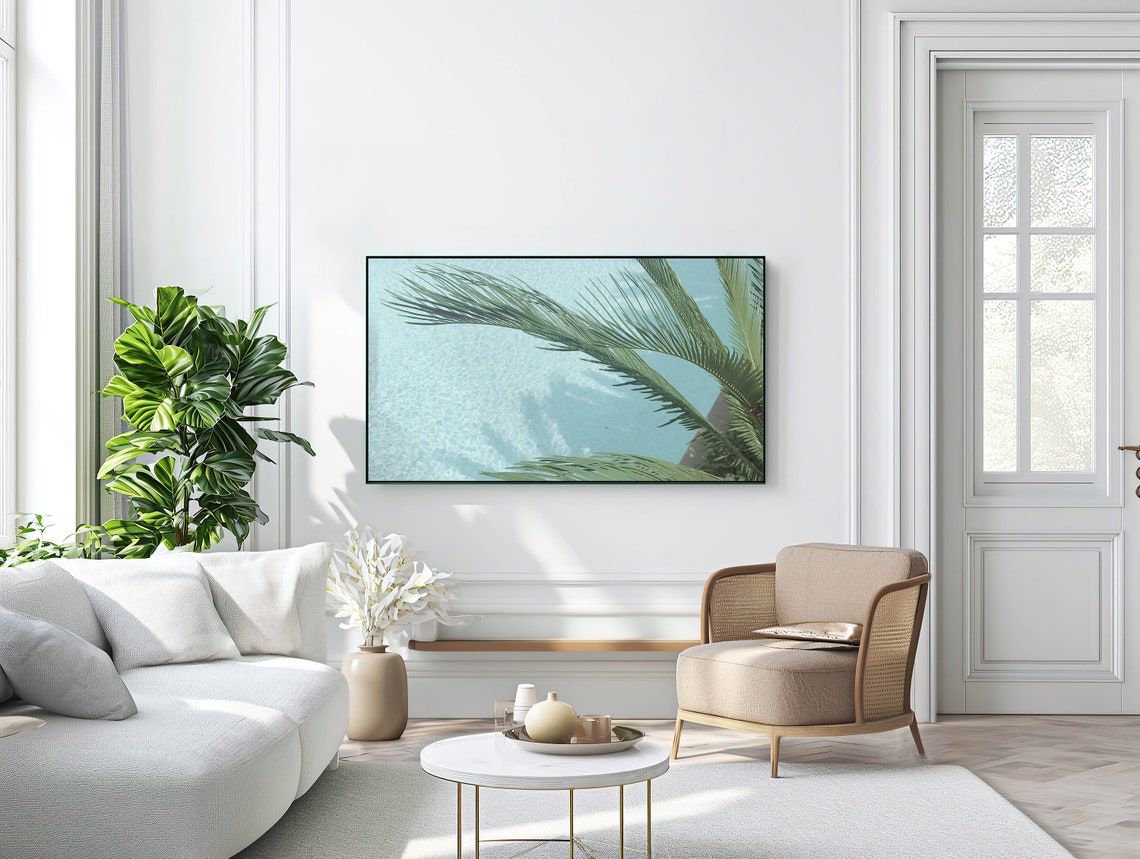 Palm Fronds Over a Sparkling Turquoise Swimming Pool Summer Poster - Image 3
