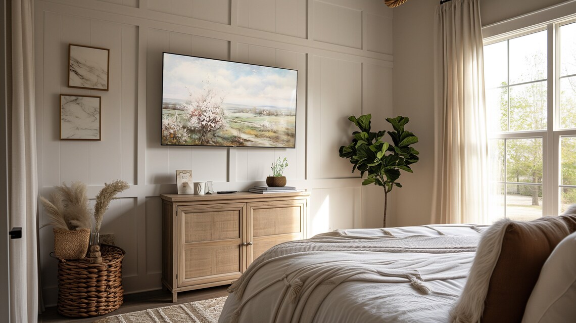 Spring Blossom Tree Farmhouse Countryside Vintage Landscape Poster - Image 2
