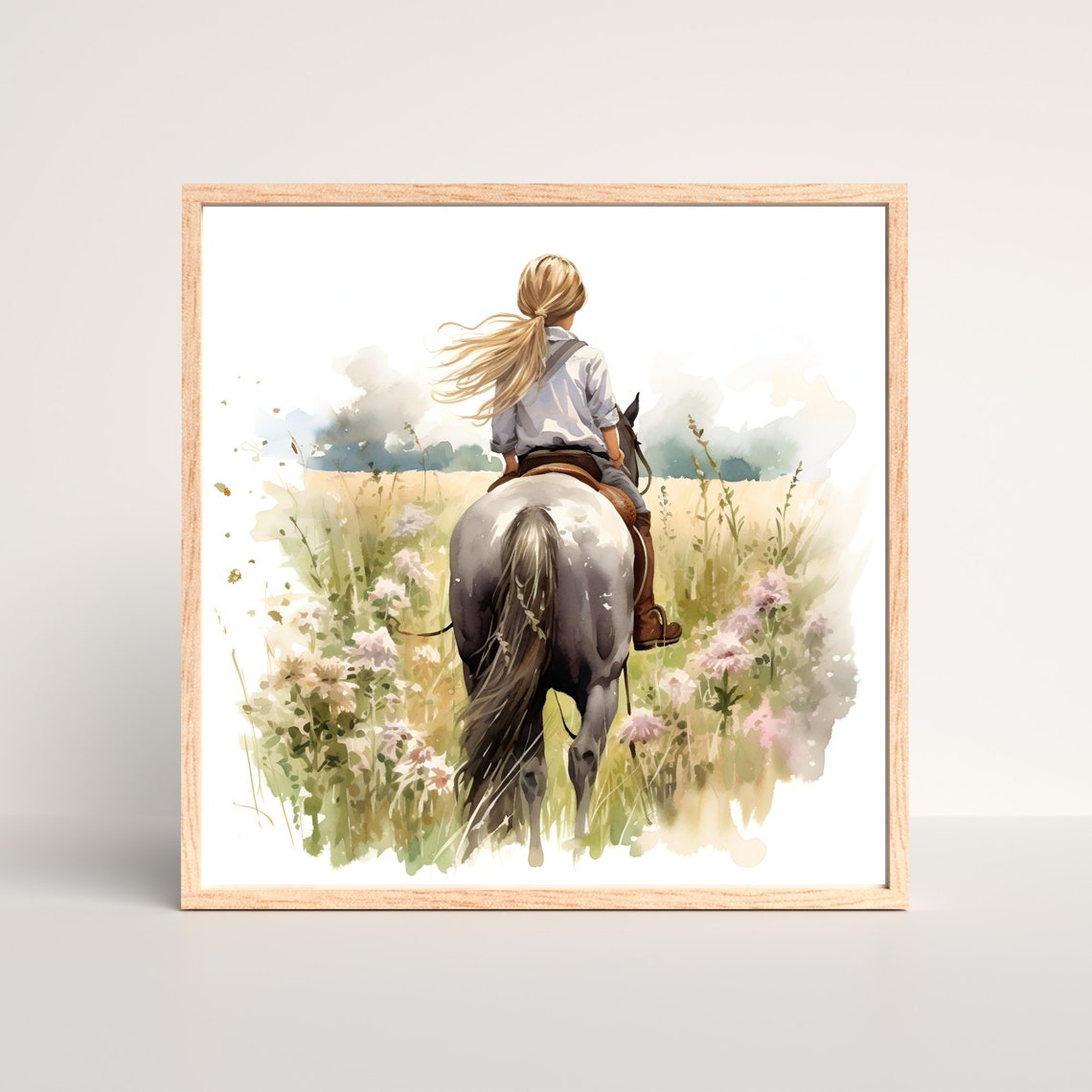 Horse Girl Wall Art Nursery Horse Print Girls Room Decor Horse Riding Wall Art Equestrian Wall Decor Country Girl Wall Art