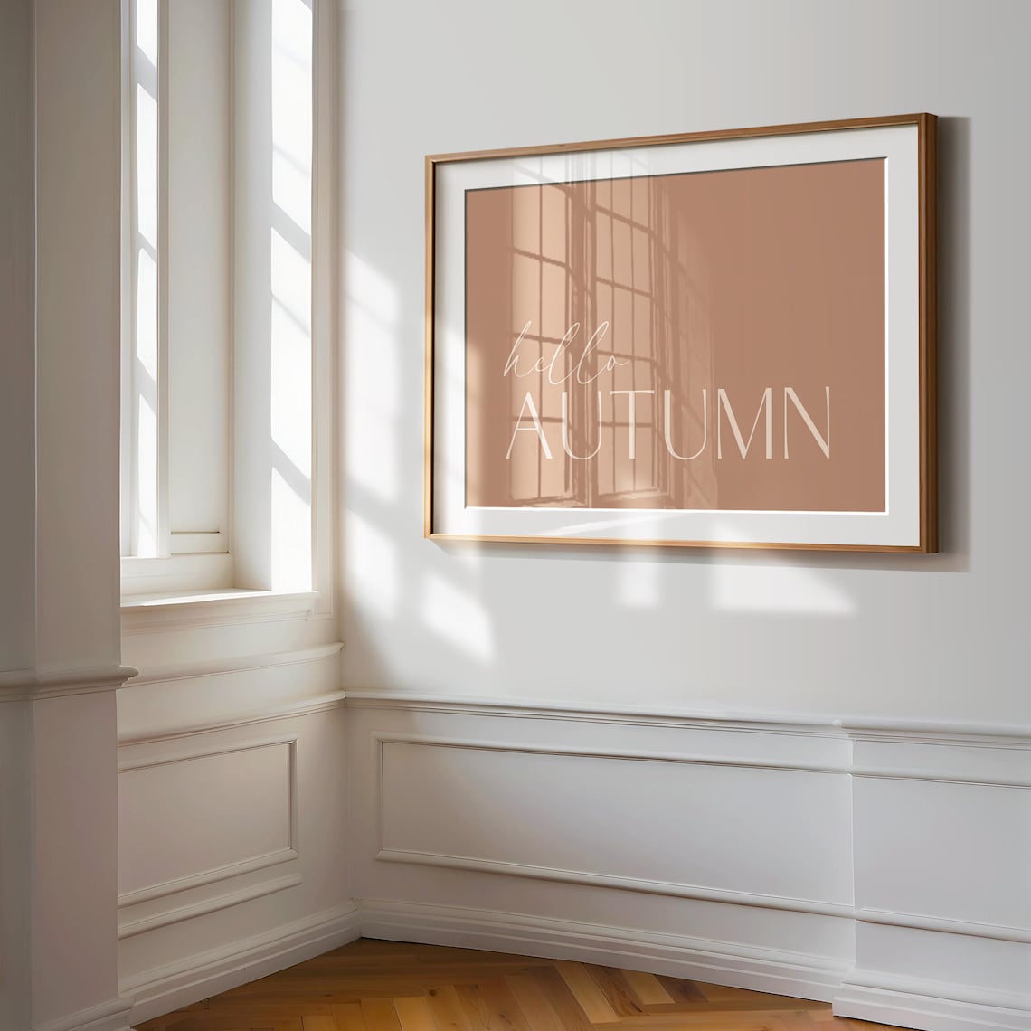 Hello Autumn Minimalist Fall Sign, Art Print