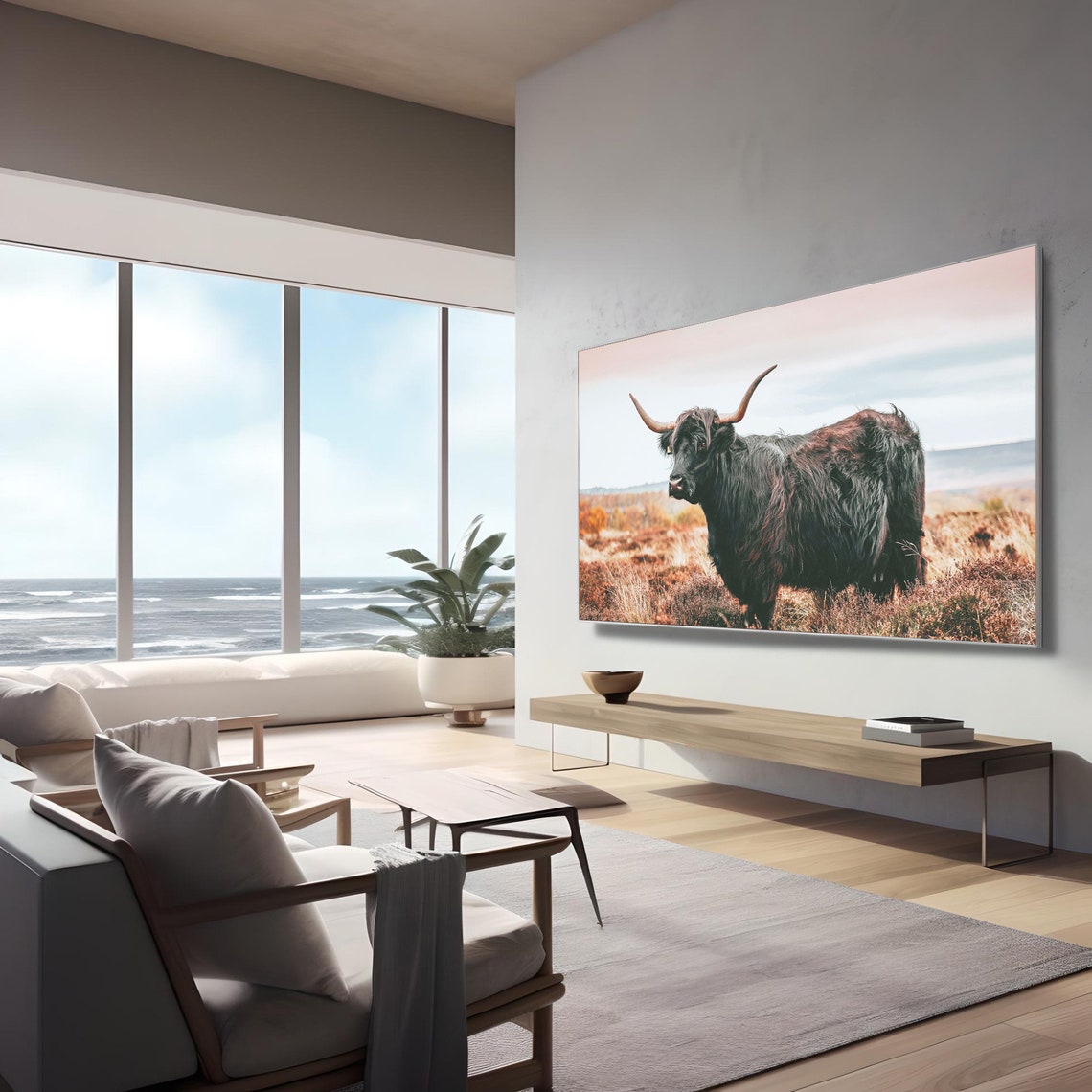 Highland Cow Frame Tv Art Frame Tv Art Highland Cow Tv Art Farmhouse Tv Art Farmhouse Decor Frame Tv Art T664 - Image 3