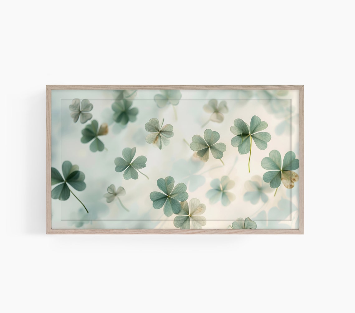 Soft Floating Translucent Clovers Dreamy Botanical Art Poster