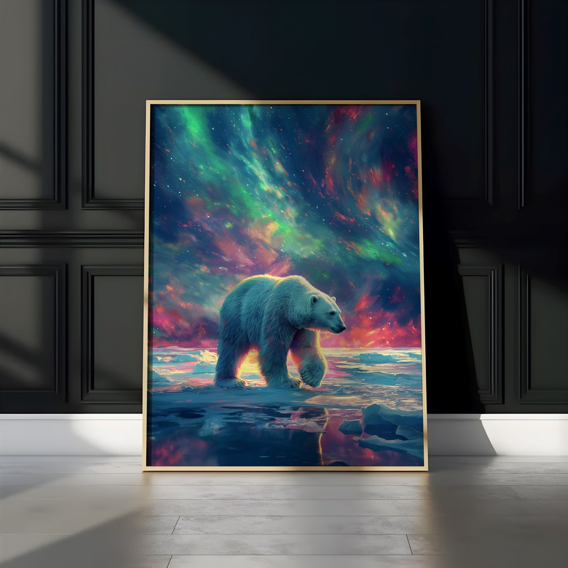 Aurora Borealis Wilderness Northern Lights Instant Art Poster Polar Bear Versatile Sizes Colorful Print 18 - Image 3