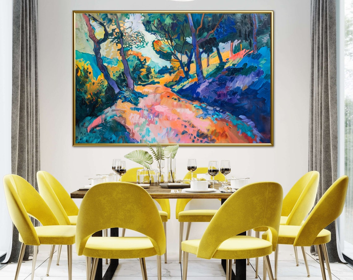 Enchanted Forest Path Bold Colorful Fauvist Impressionist Wall Art