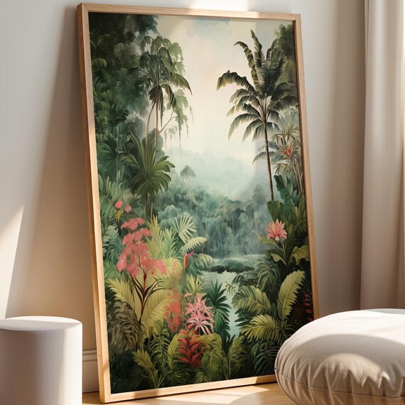Tropical Jungle Botanical Art Print, Boho Decor