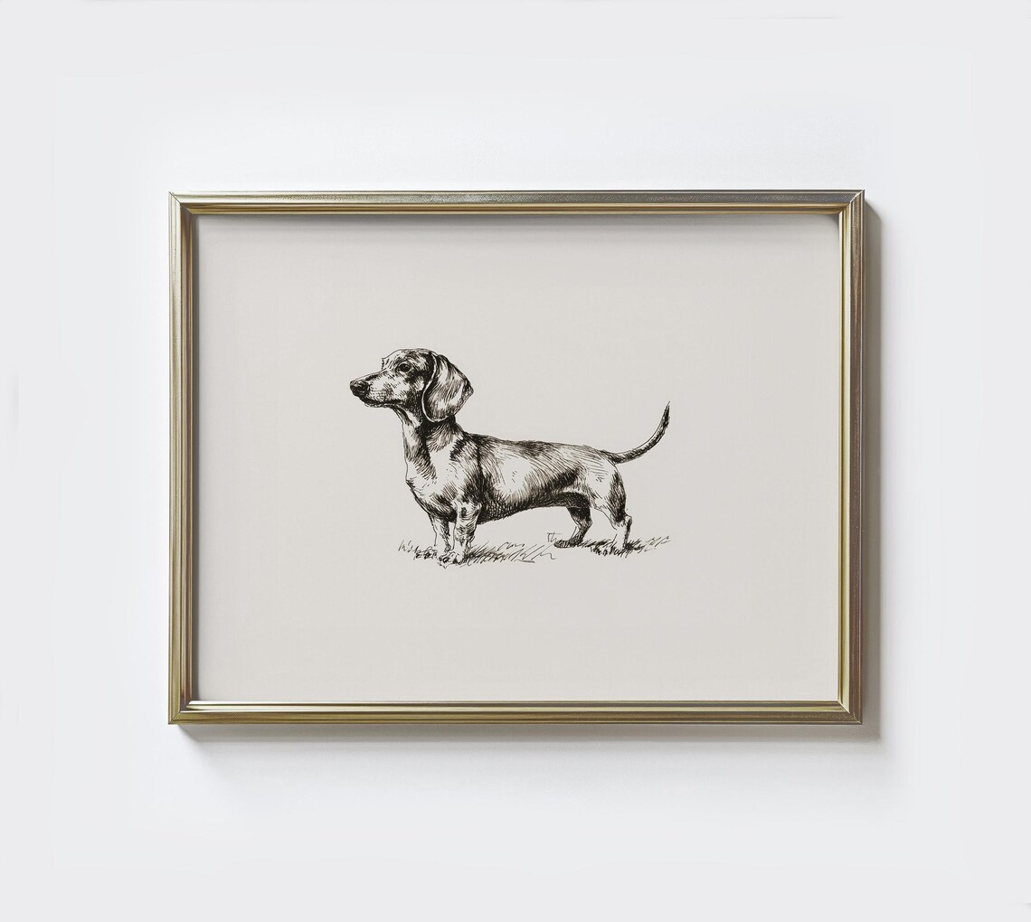 Dachshund Sketch Print, Minimalist Farmhouse Decor