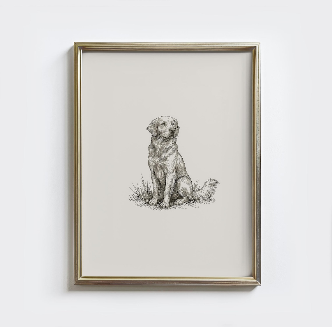 Vintage Golden Retriever Sketch Dog Art Print
