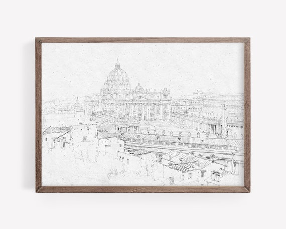 Rome Vintage Architecture Sketch, Minimalist Poster