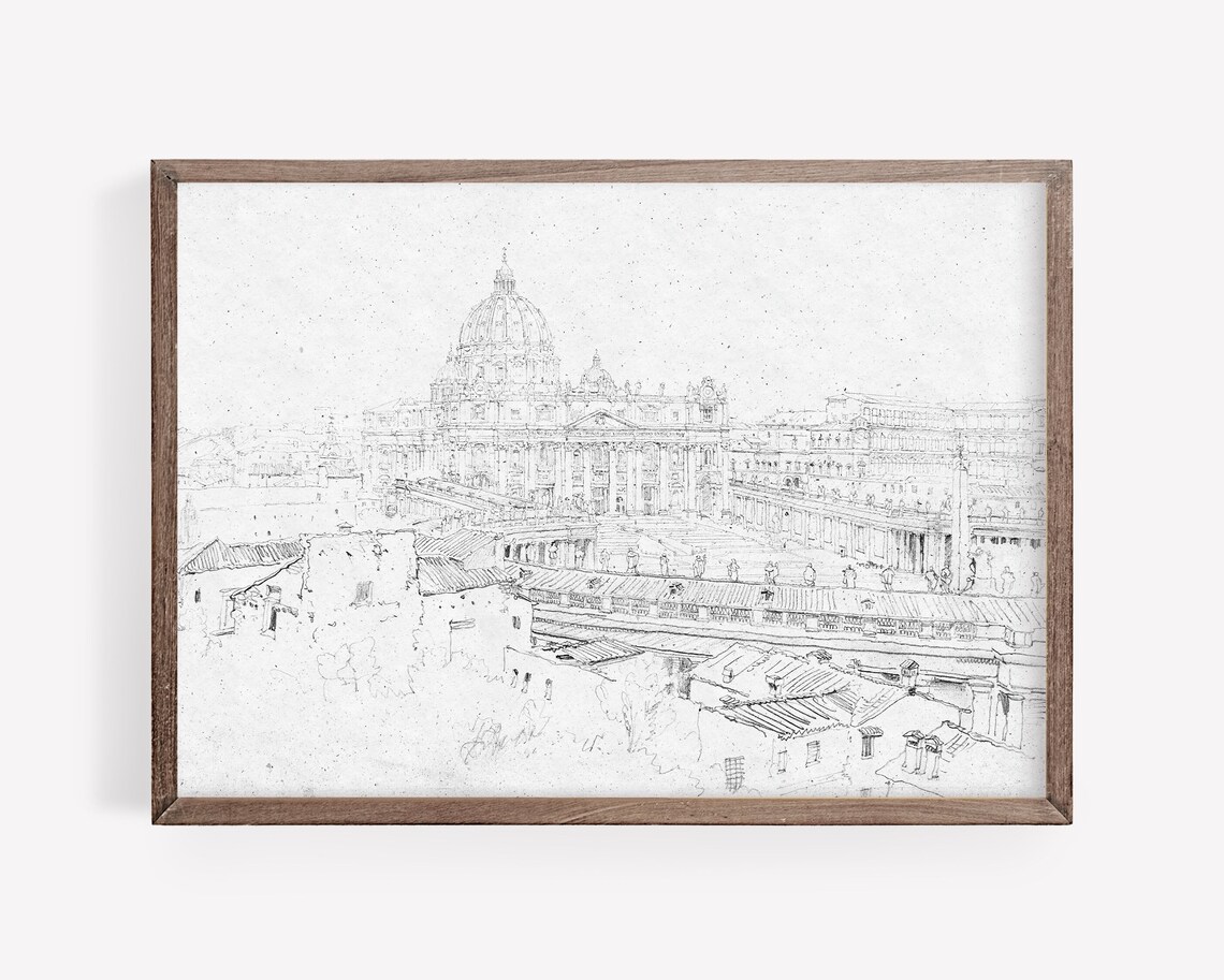 Rome Vintage Architecture Sketch, Minimalist Poster