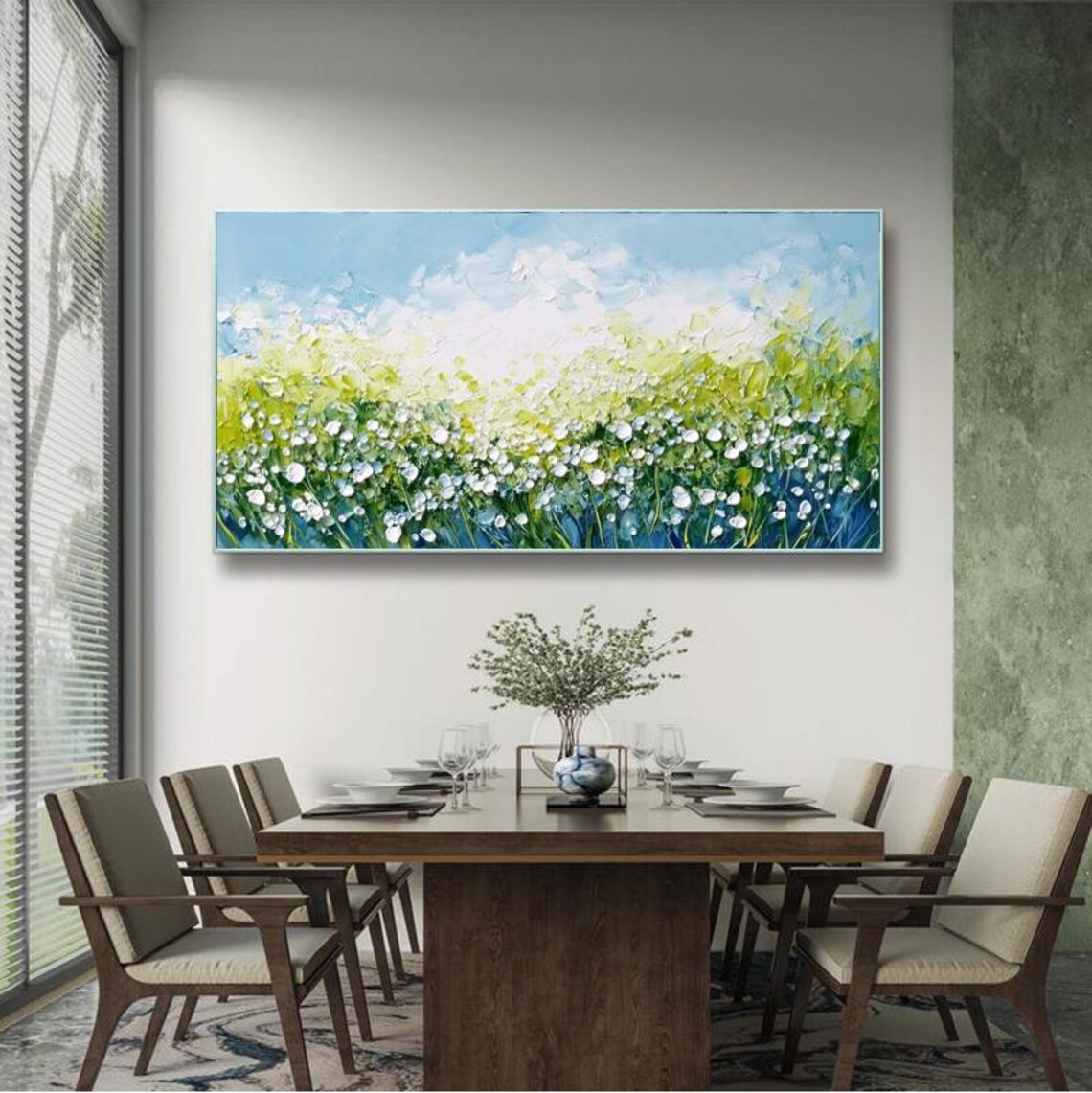 White Baby Breath Flower Field in a Spring Meadow Art Poster - Image 5