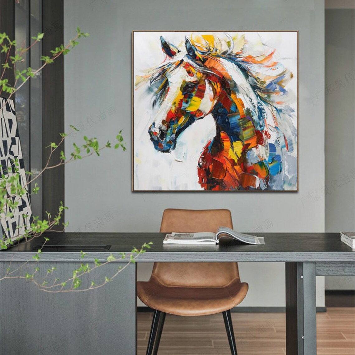 Colorful Abstract Horse Head Portrait Vibrant Equine Artwork Poster - Image 3