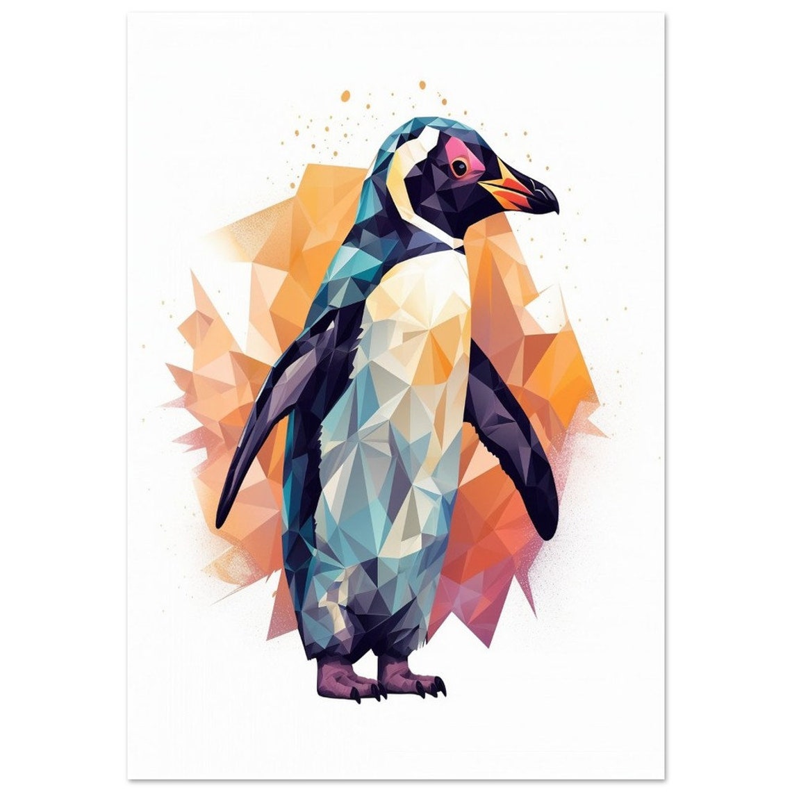 Geometric Low Poly Penguin Colorful Modern Animal Art Poster - Image 2