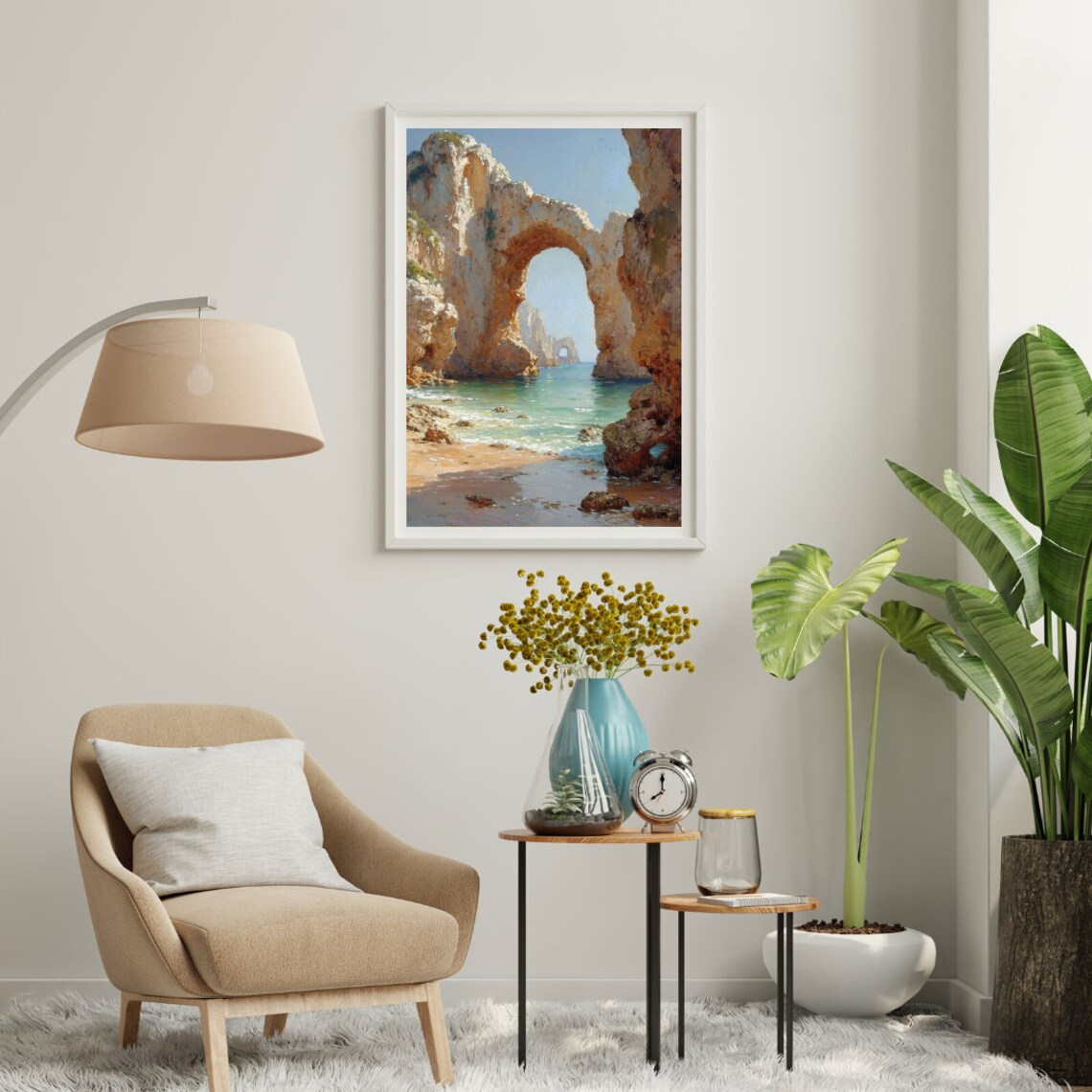 Sea Arch Rocky Coast Turquoise Water Oil Painting Style Coastal Poster - Image 4