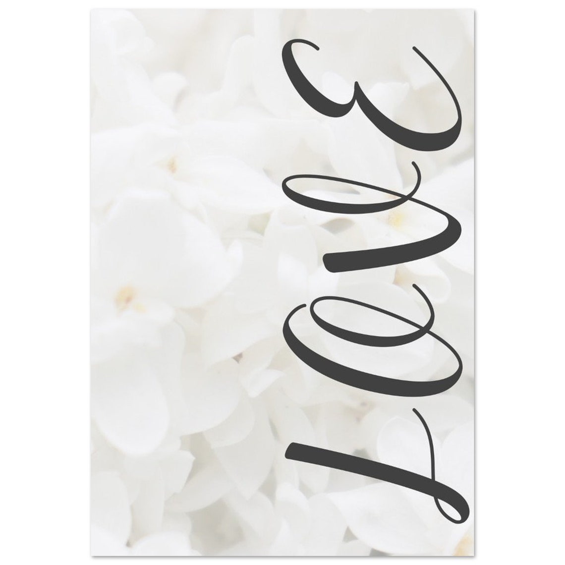 Love Script Over White Flowers Romantic Floral Quote Wall Art - Image 2