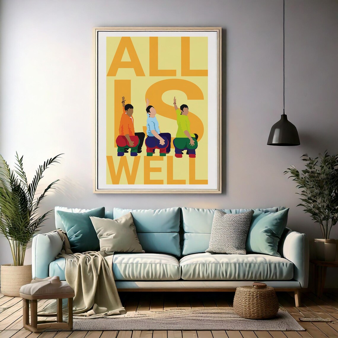 All Is Well Bollywood Quote Poster, Indian Film Art - Image 2