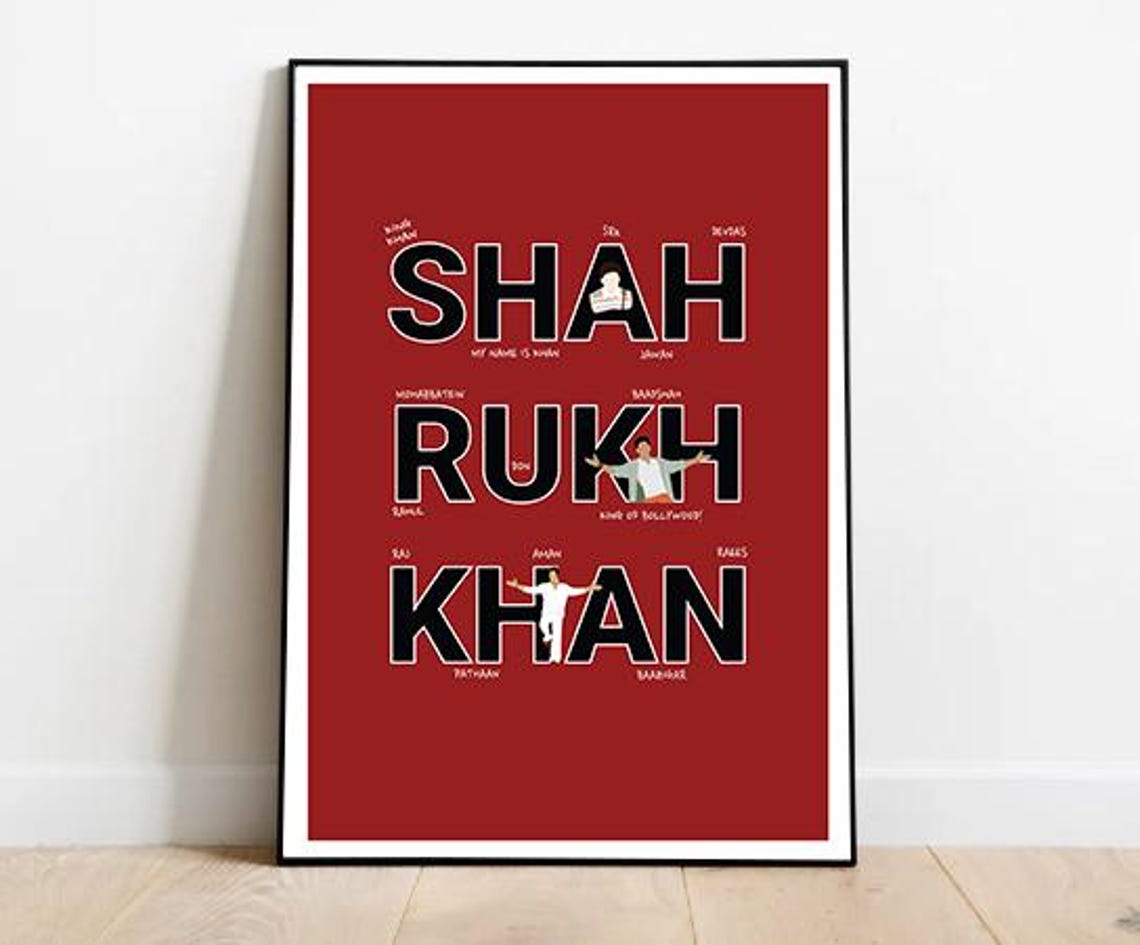Shah Rukh Khan Tribute King Of Bollywood Typography Fan Poster