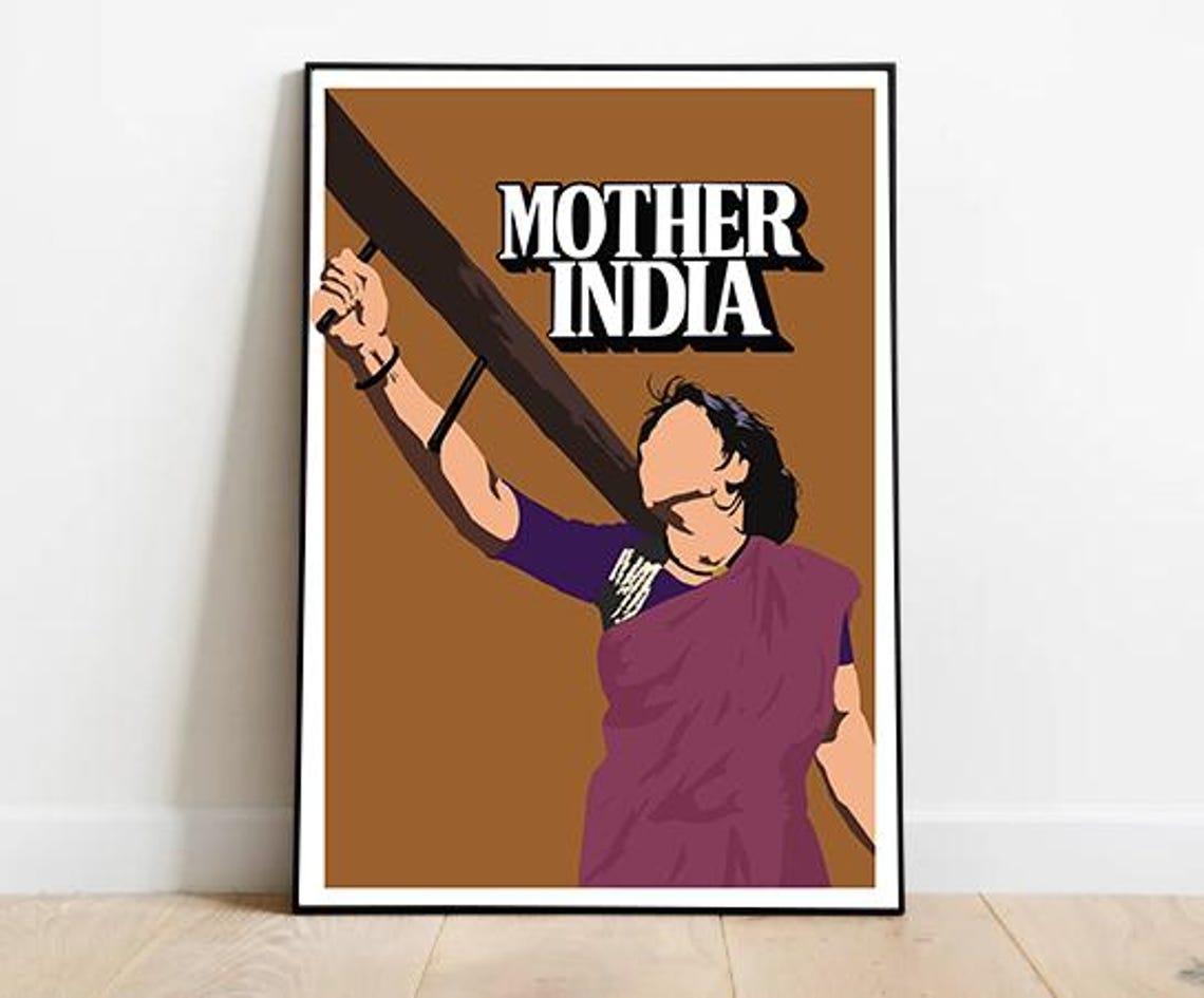 Mother India 1957 Bollywood Classic Retro Movie Fan Artwork Poster