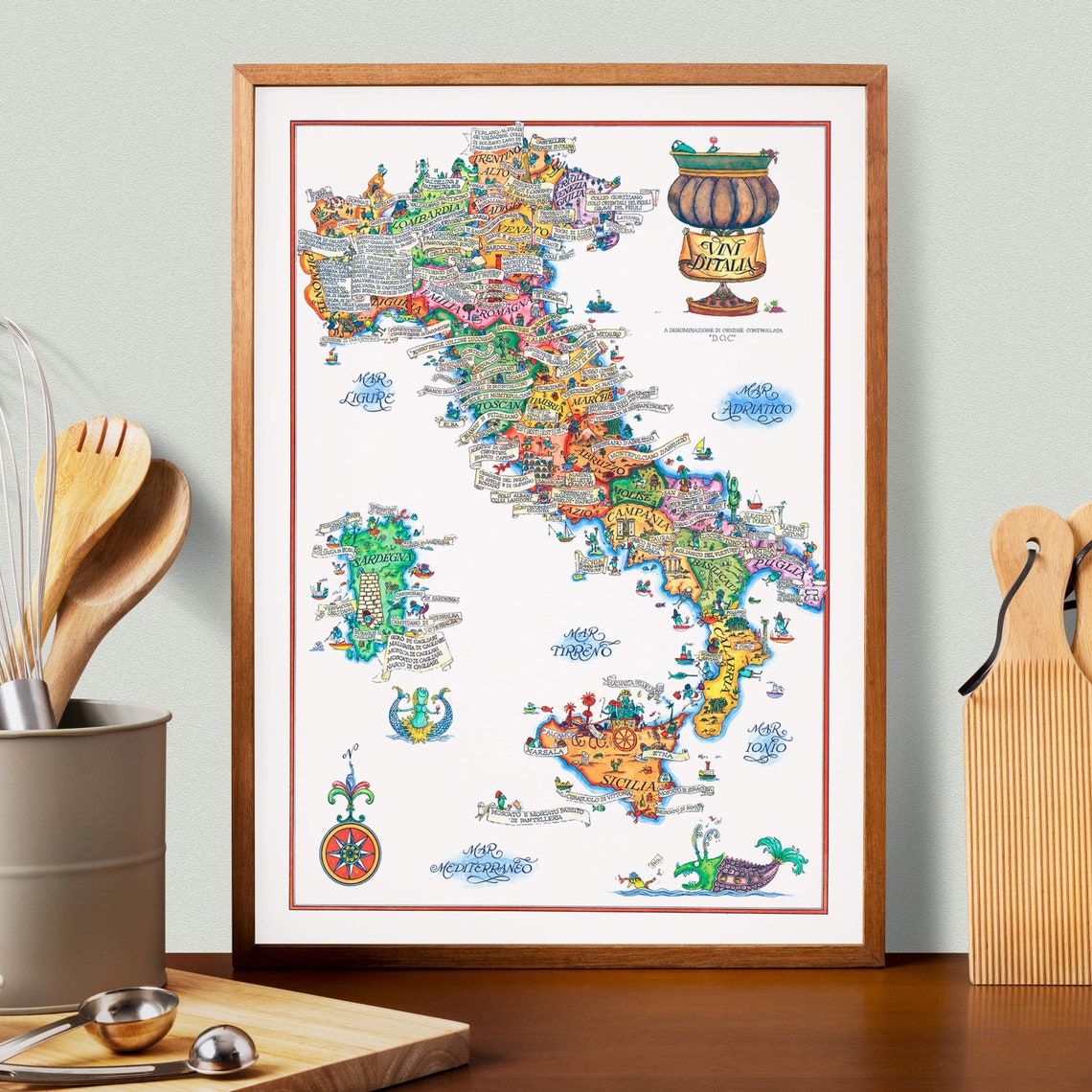 Vini d Italia Illustrated Italian Wine Regions Pictorial Map Poster - Image 3