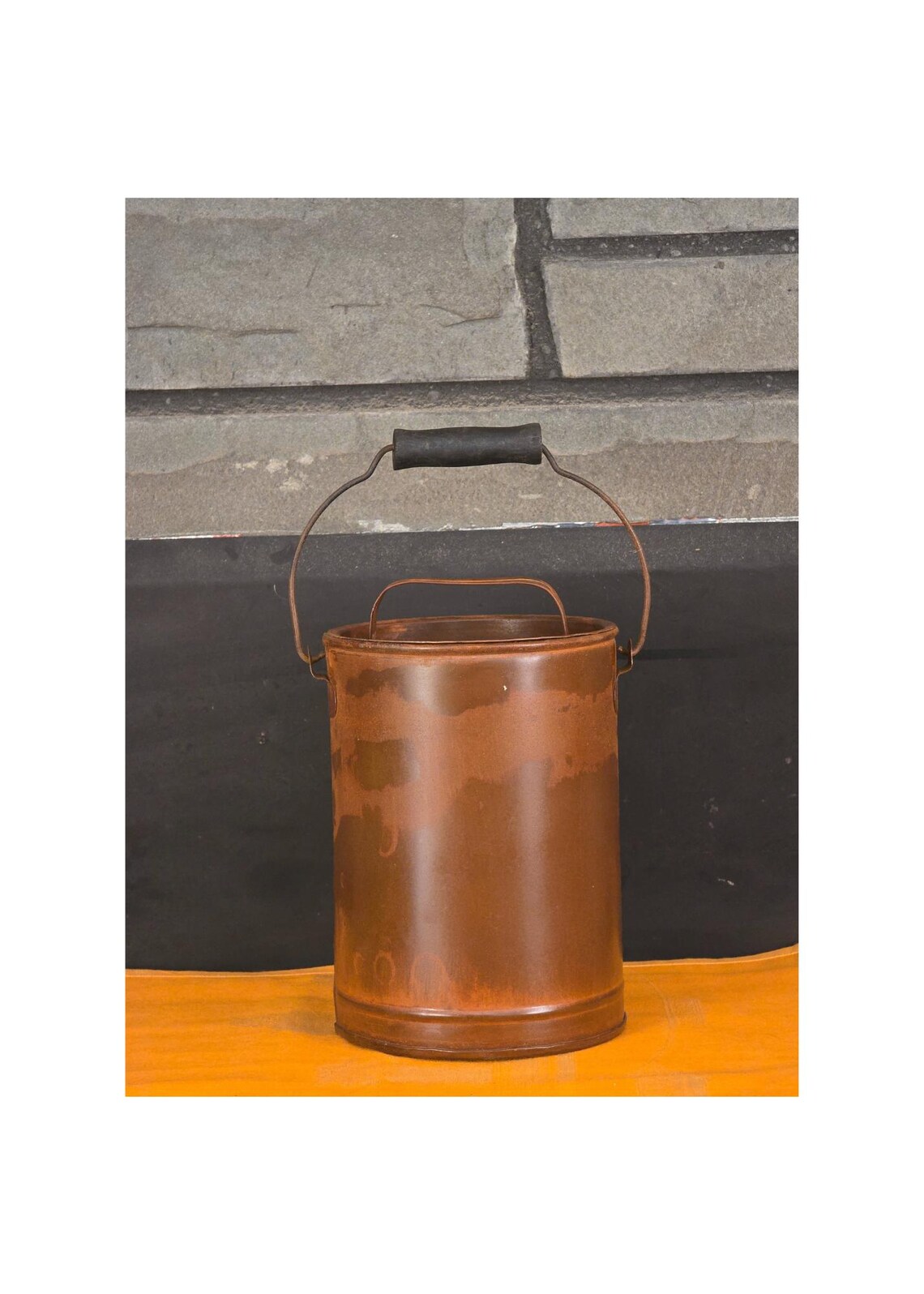 Metal Jack O Lantern Face Bucket Rustic Copper Halloween Candy Pail Decor - Image 3