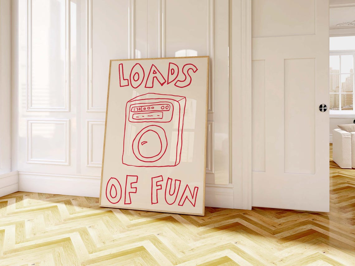 Loads Of Fun Red Washing Machine Funny Laundry Room Decor Poster - Image 2